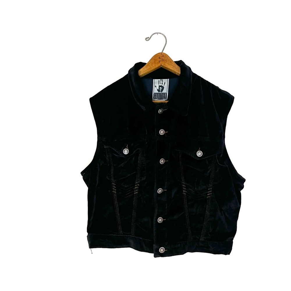 Vintage Jean Paul Gaultier Velvet Corset Panel Vest Jacket - Size XXL (Rare Arch